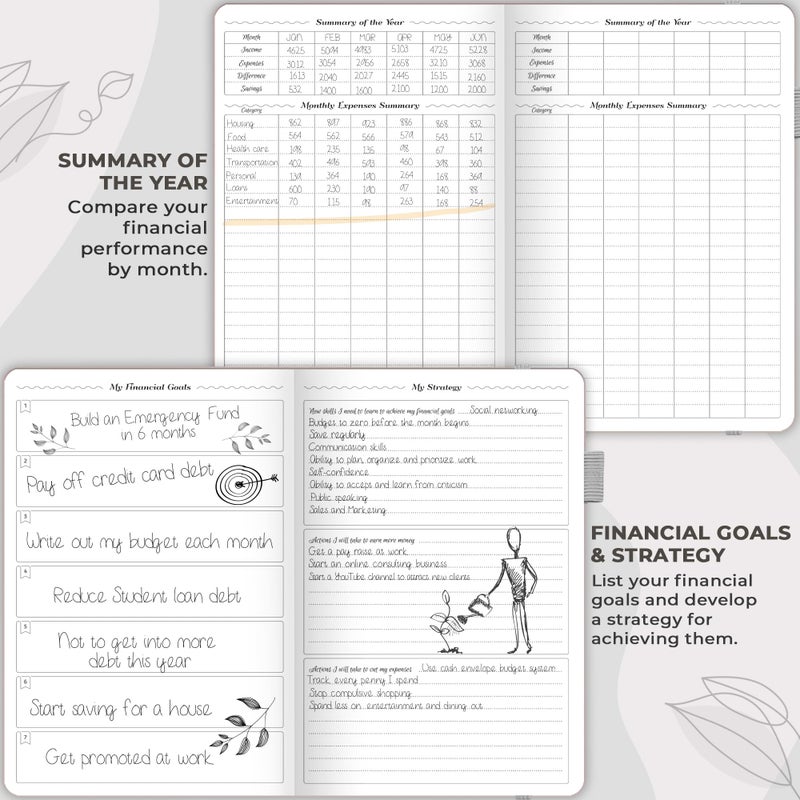 GoGirl Budget Planner â€“ Monthly Financial Planner Organizer Budget Book. Expense Tracker Notebook Journal to Control Money, A5 (Gray) - Image 5